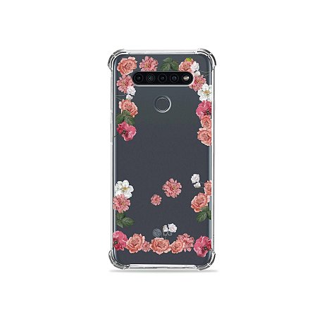 Capinha (Transparente) para LG K41s - Pink Roses