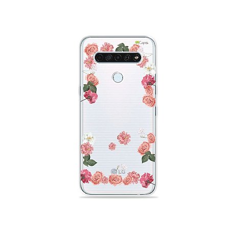 Capinha (Transparente) para LG K61 - Pink Roses