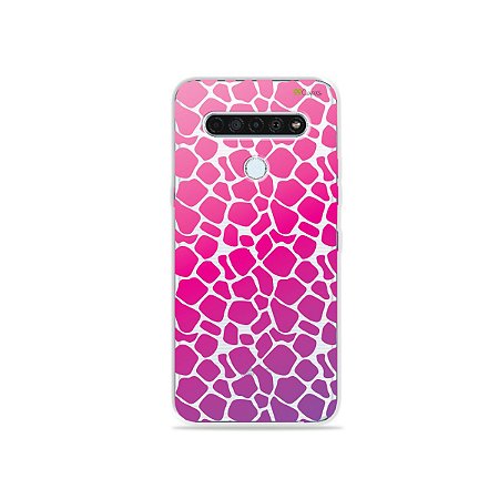 Capinha (Transparente) para LG K61 - Animal Print Pink