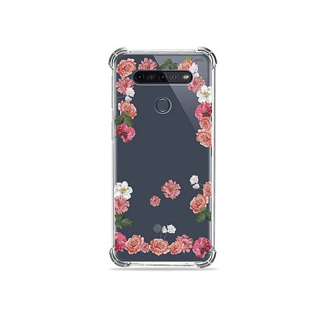 Capinha (Transparente) para LG K51s - Pink Roses