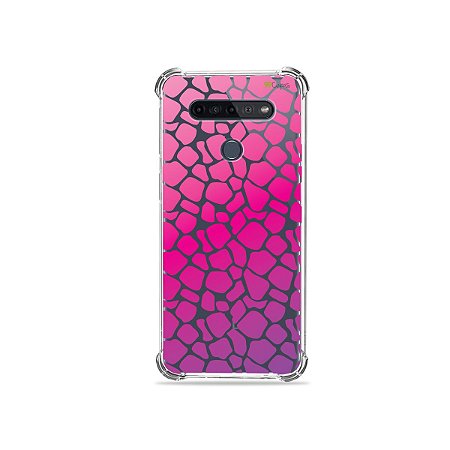 Capinha (Transparente) para LG K51s - Animal Print Pink
