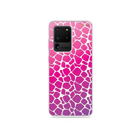 Capa (Transparente) para Galaxy S20 Ultra - Animal Print Pink