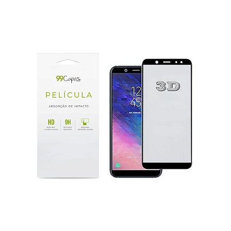 Película de Vidro 3D (borda preta) para Galaxy A6 Plus - 99Capas