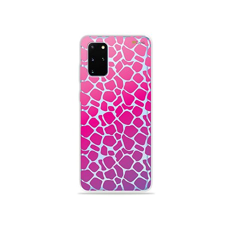 Capa (Transparente) para Galaxy S20 Plus - Animal Print Pink