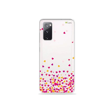 Capa (Transparente) para Galaxy S20 FE - Corações Rosa