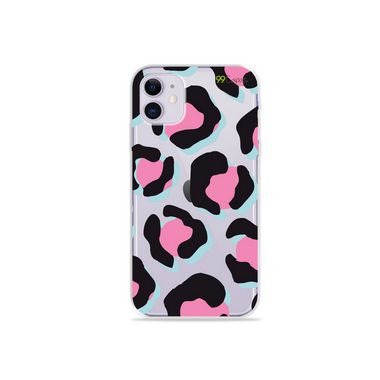 Capa (Transparente) para Iphone 12 - Animal Print Black & Pink