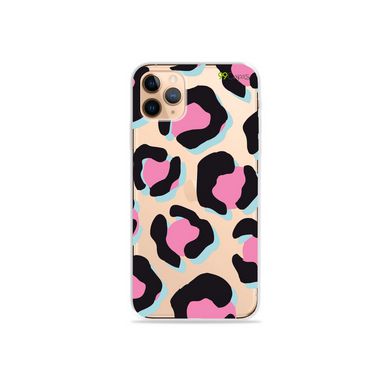 Capa (Transparente) para iPhone 12 Pro - Animal Print Black & Pink