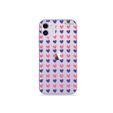 Capa (Transparente) para Iphone 12 Mini - Corações Roxo e Rosa