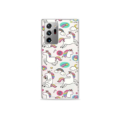 Capa (Transparente) para Galaxy Note 20 Ultra - Unicórnios Felizes