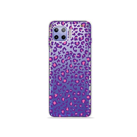 Capa (Transparente) para Moto G 5G Plus - Animal Print Purple