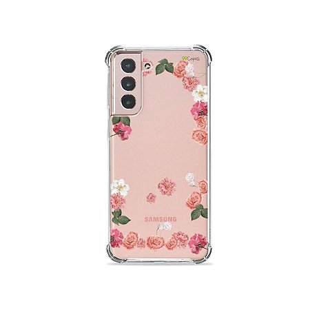 Capa (Transparente) para Galaxy S21 Plus - Pink Roses