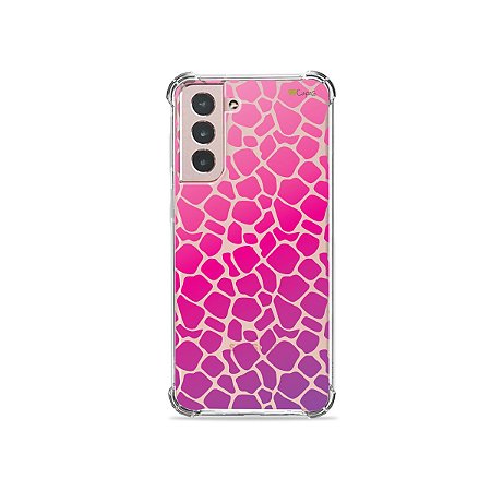 Capa (Transparente) para Galaxy S21 Plus - Animal Print Pink