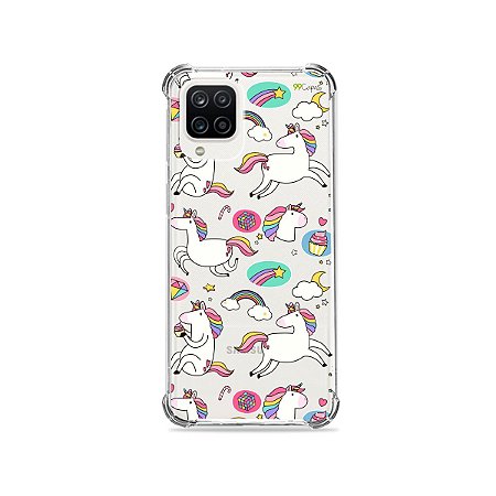 Capa (Transparente) para Galaxy A12 - Unicórnios Felizes