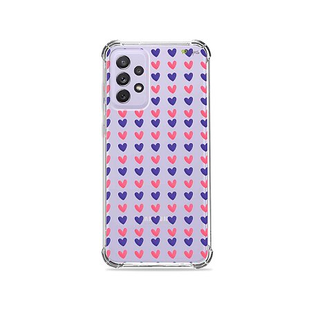 Capa (Transparente) para Galaxy A72 - Corações Roxo e Roxa