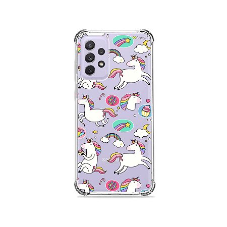 Capa (Transparente) para Galaxy A72 - Unicórnios Felizes