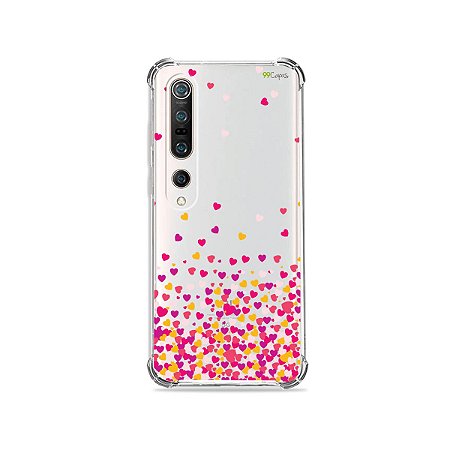 Capa (Transparente) para Xiaomi Mi 10 Pro - Corações Rosa