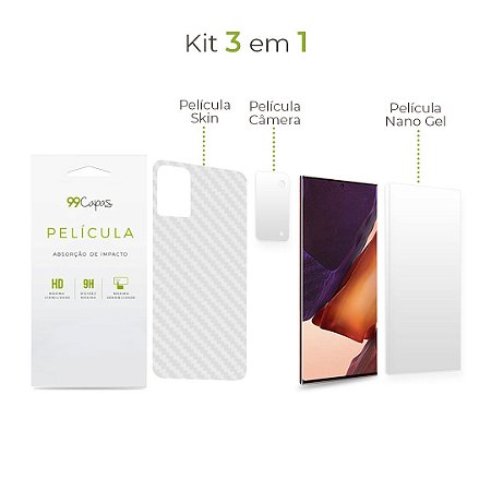 Kit de Películas 3 em 1 para Galaxy Note 20 Ultra