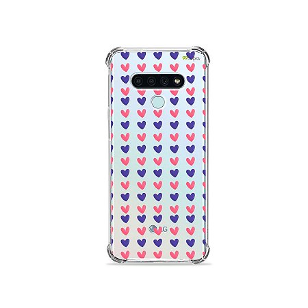Capinha para LG K71 - Corações Roxo e Rosa