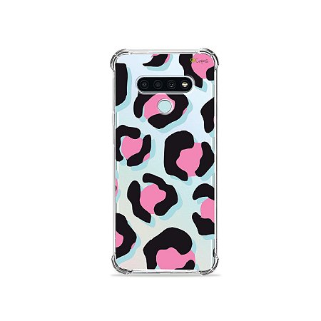 Capa (Transparente) para LG K71 - Animal Print Black & Pink