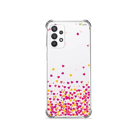 Capa (Transparente) para Galaxy A32 5G - Corações Rosa