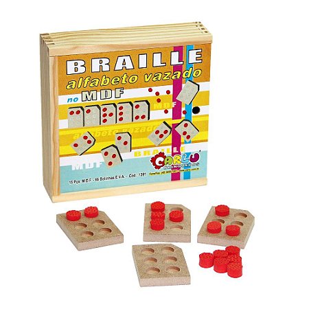 Brinquedo Educativo Alfabeto Braile Vazado Em MDF E Eva Com 15 Peças - Carlu