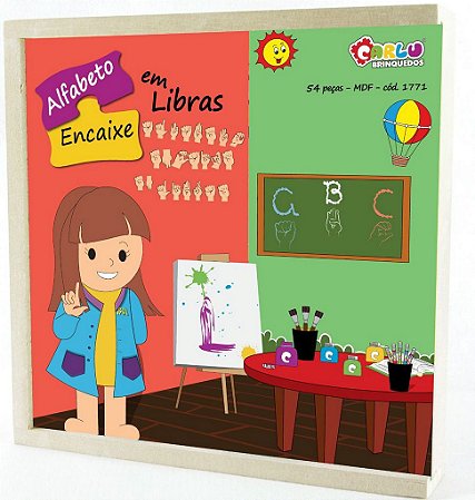 Encaixe Letras Alfabeto Em Libras Mdf 54 Peças - Carlu