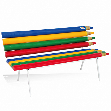BANCO COLORIDO EM FORMATO DE LÁPIS PLÁSTICO GRANDE 163 CM