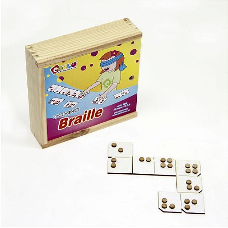 Jogo Inclusão Dominó Braille 28 Peças 7x4cm Carlu