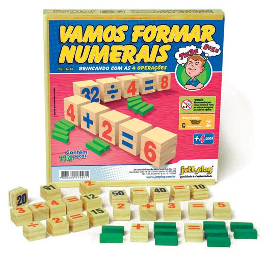Brinquedo Educativo Vamos Formar Numerais 114 Pedras Madeira