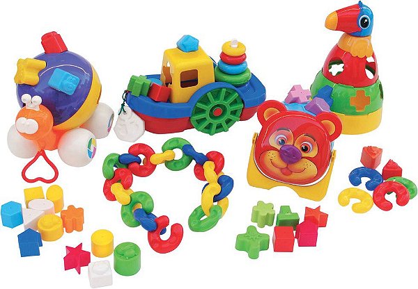 Brinquedo Educativo Kit Baby Didáticos Com 66 Peças Em Plastico
