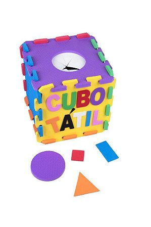 Brinquedo Educativo Cubo Tátil Em E.V.A  Com 22 Peças