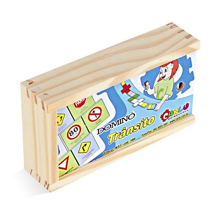 Brinquedo Educativo Dominó Trânsito Em Mdf 28 Peças - Carlu