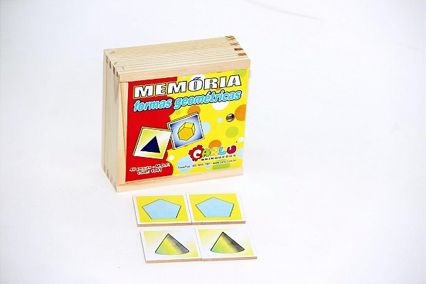 Brinquedo Educativo Memória Formas Geométricas Mdf 40 Peças