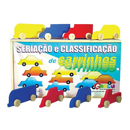 Brinquedo Educativo Seriacao E Classificacao De Carrinhos Em Mdf 18 Peças