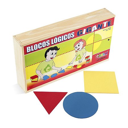 Brinquedo Educativo Blocos Logicos Gigantes Em Mdf Com 48 Peças