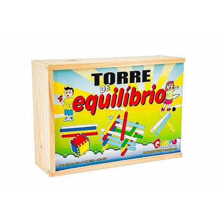 Brinquedo Educativo Torre De Equilibrio Madeira Com 48 Peças