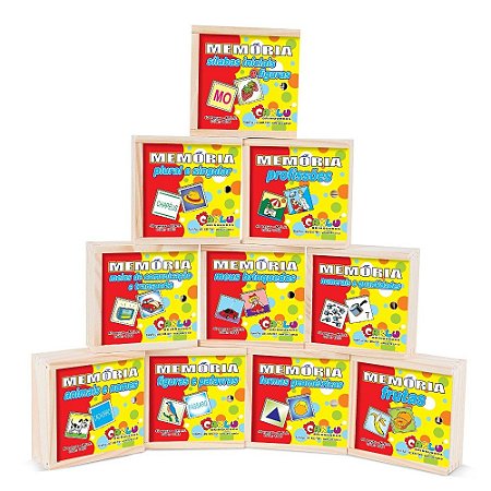 Brinquedo Educativo Memória Kit Em Mdf 10 Jogos Sortidos