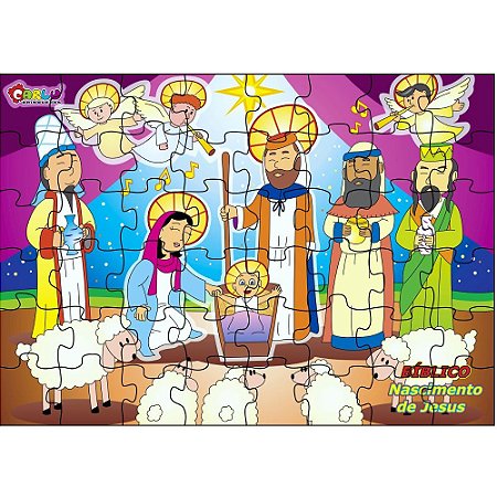 Brinquedo Educativo Quebra Cabeça Biblico Nascimento De Jesus Em Mdf 48 Peças