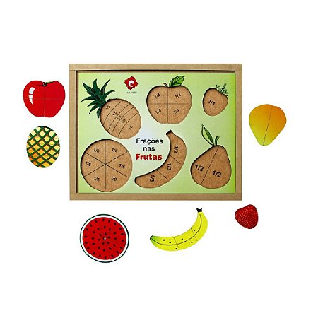 Brinquedo Educativo Frações Nas Frutas Base Mdf 22 Peças