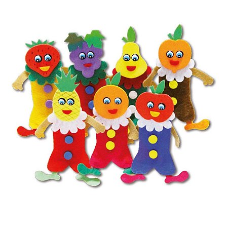 Brinquedo Educativo Dedoche Frutas Feltro 7 Personagens