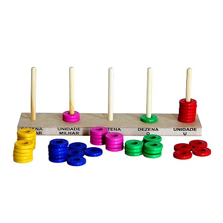 Brinquedo Educativo Abaco Aberto 5 Colunas - Argolas De Plastico