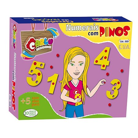 Brinquedo Educativo Numerais Com Pinos E.V.A  Com 55 Peças - Carlu