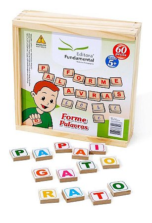 Brinquedo Educativo Forme Palavras 60 Peças Em Mdf Em Madeira