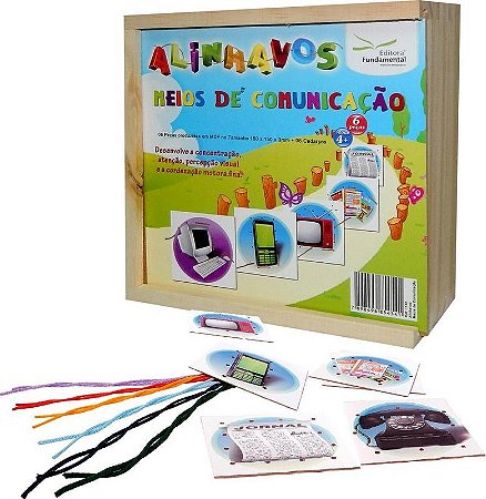 Brinquedo Educativo Alinhavos Meios De Comunicaçao Com 06 Peças + 06 Cadarços