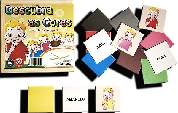 Brinquedo Educativo Descubra As Cores em Libras 30 Peças Em Madeira