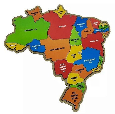 Brinquedo Educativo Quebra Cabeca do Mapa do Brasil 3D MDF