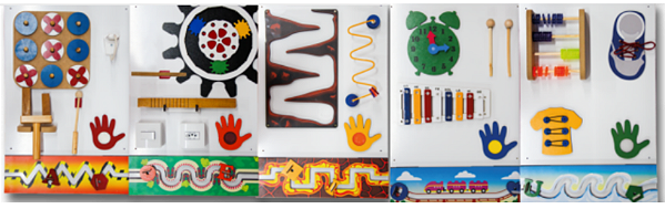 Kit 5 Painéis Psicomotor Multissensoriais 24 Atividades 200x60cm