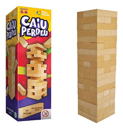 Jogo Caiu Perdeu Torre Madeira Equilíbrio Brinquedo Pais & Filhos