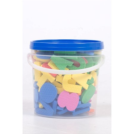 Balde Com 152 Letras, Números e Sinais Em Eva