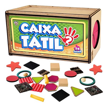 Caixa Tátil Madeira 24 Peças Desenvolvimento Motor Infantil